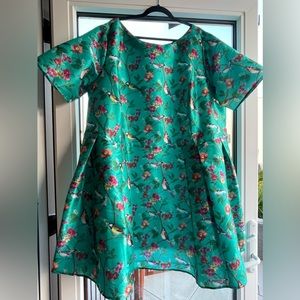 Eshakti Green Birds Boatneck Dress 4X